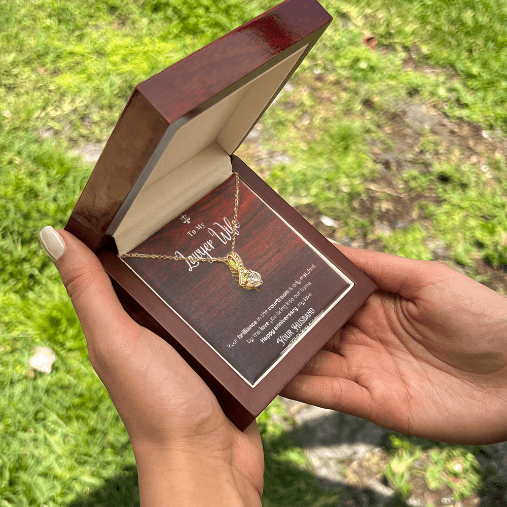 To My Lawyer Wife Message Card Necklace Anniversary Gift