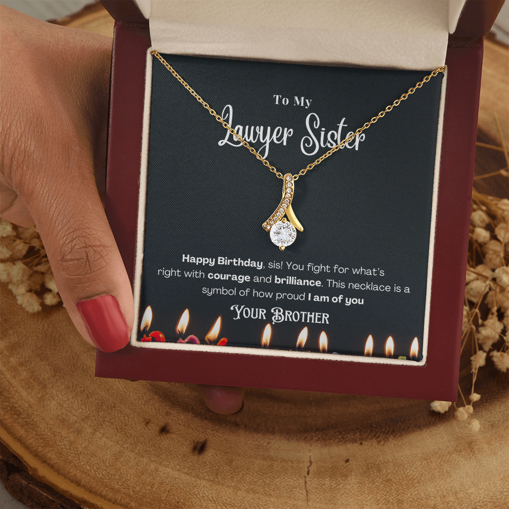 Happy Birthday, To My Lawyer Sister – Custom Necklace with Message Card