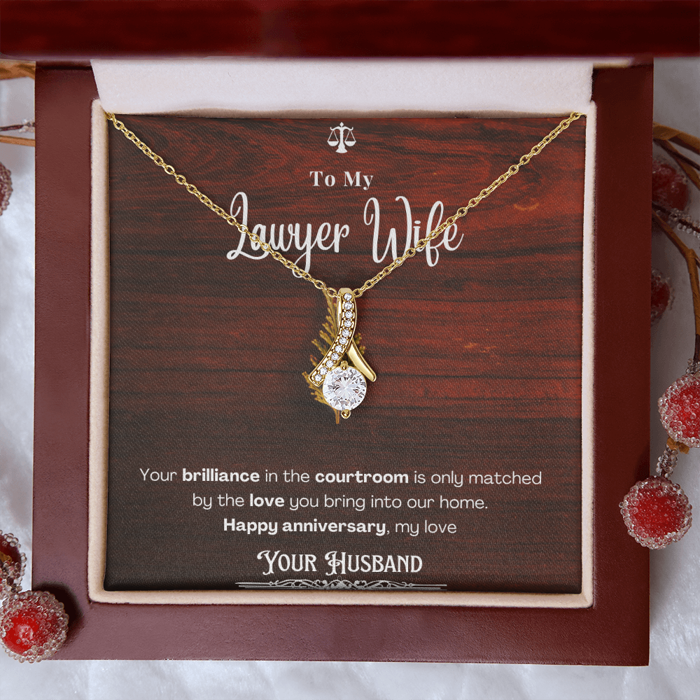 To My Lawyer Wife Message Card Necklace Anniversary Gift