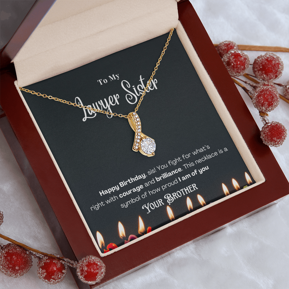 Happy Birthday, To My Lawyer Sister – Custom Necklace with Message Card