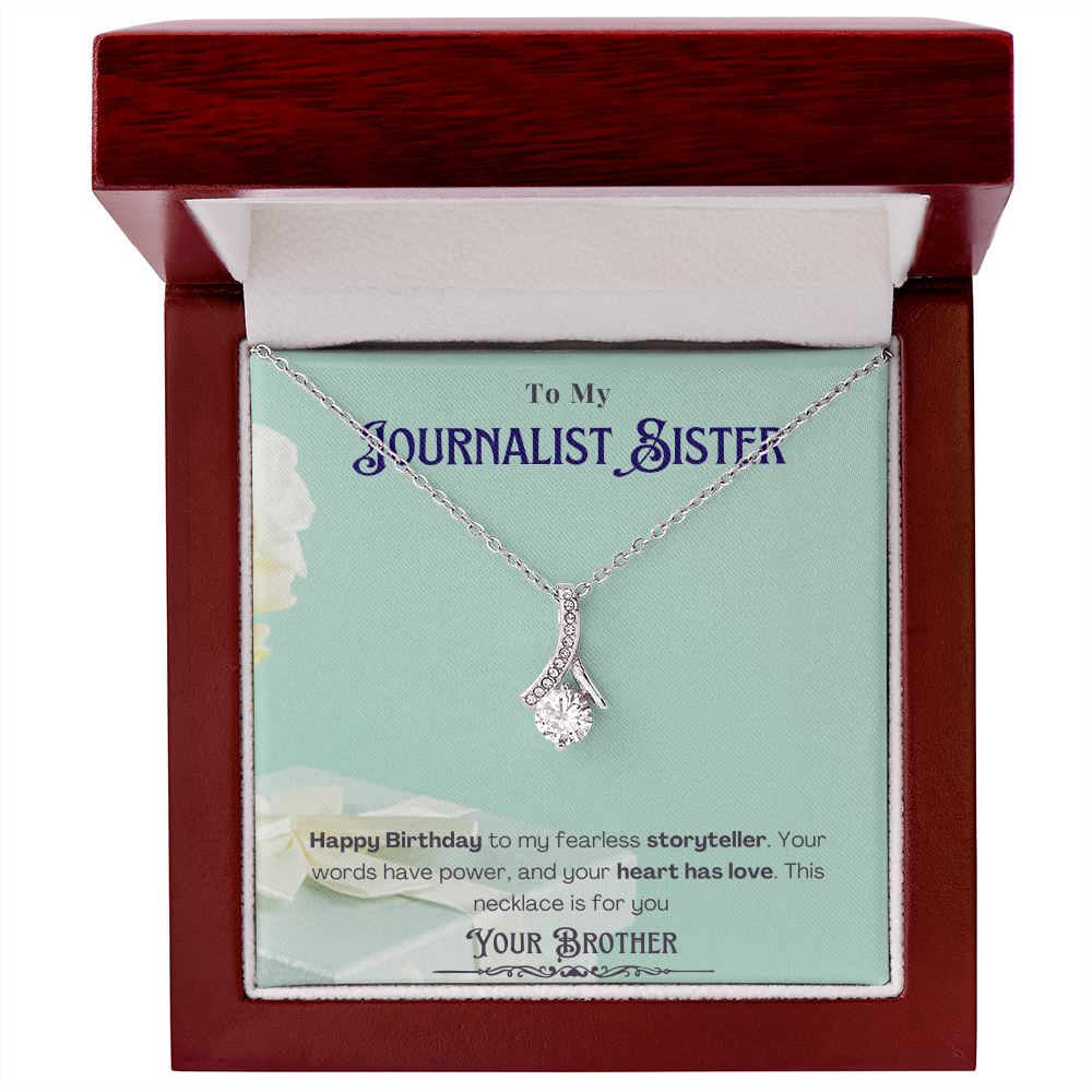 Happy Birthday to My Journalist Sister-Custom Message card Necklace Gift