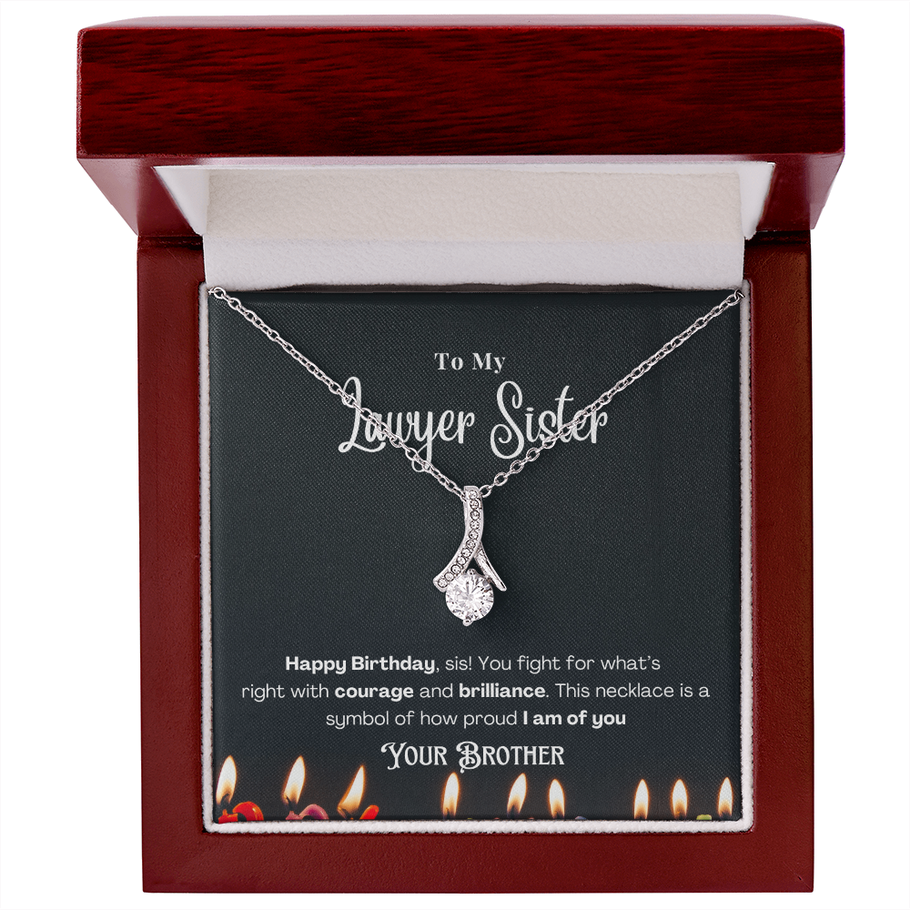 Happy Birthday, To My Lawyer Sister – Custom Necklace with Message Card