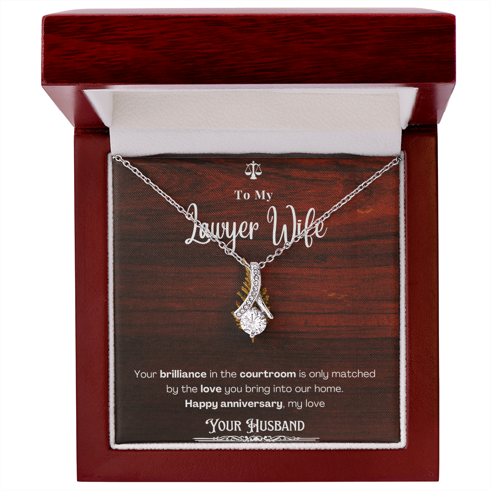 To My Lawyer Wife Message Card Necklace Anniversary Gift