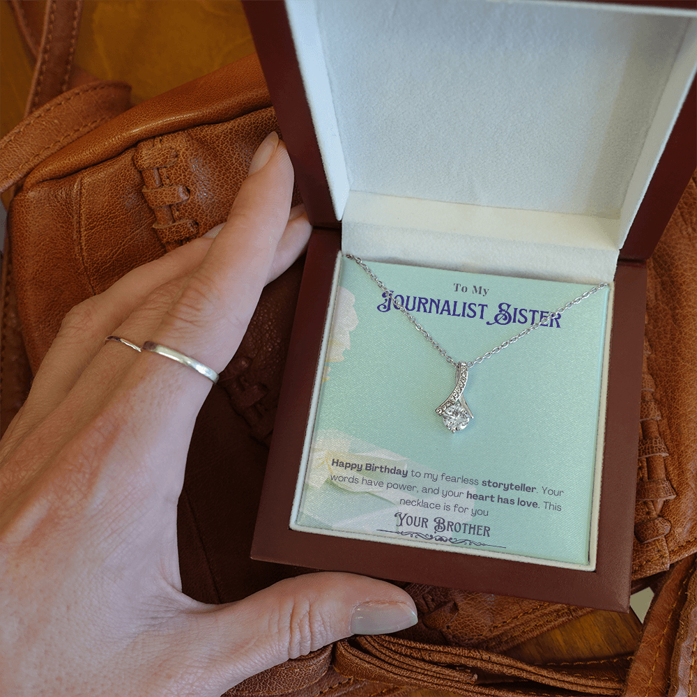 Happy Birthday to My Journalist Sister-Custom Message card Necklace Gift