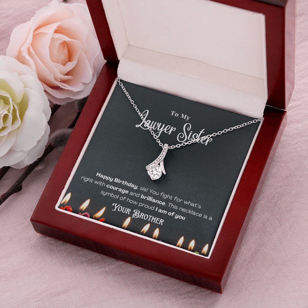 Happy Birthday, To My Lawyer Sister – Custom Necklace with Message Card