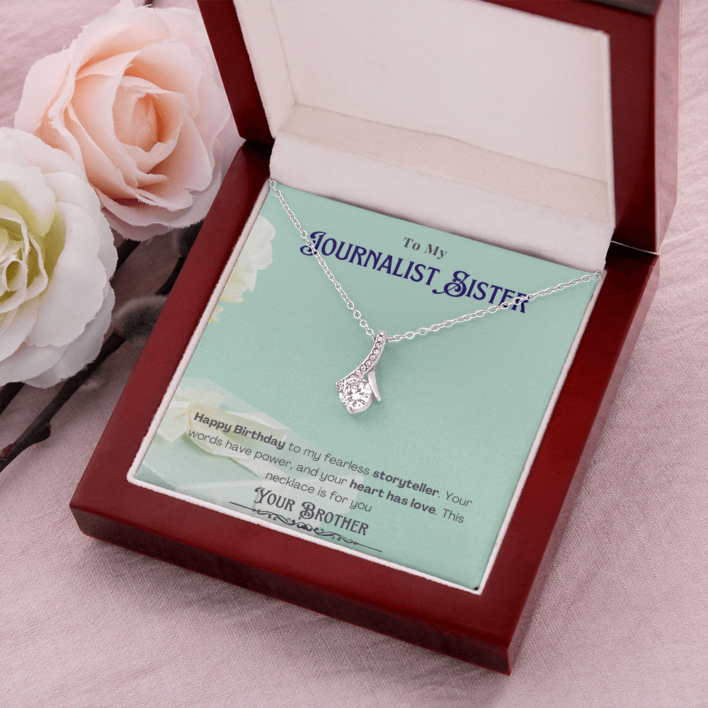 Happy Birthday to My Journalist Sister-Custom Message card Necklace Gift