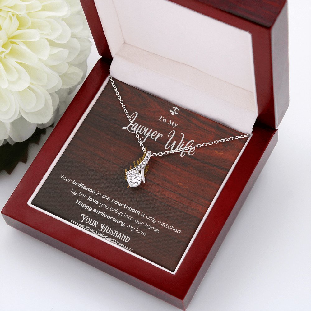 To My Lawyer Wife Message Card Necklace Anniversary Gift