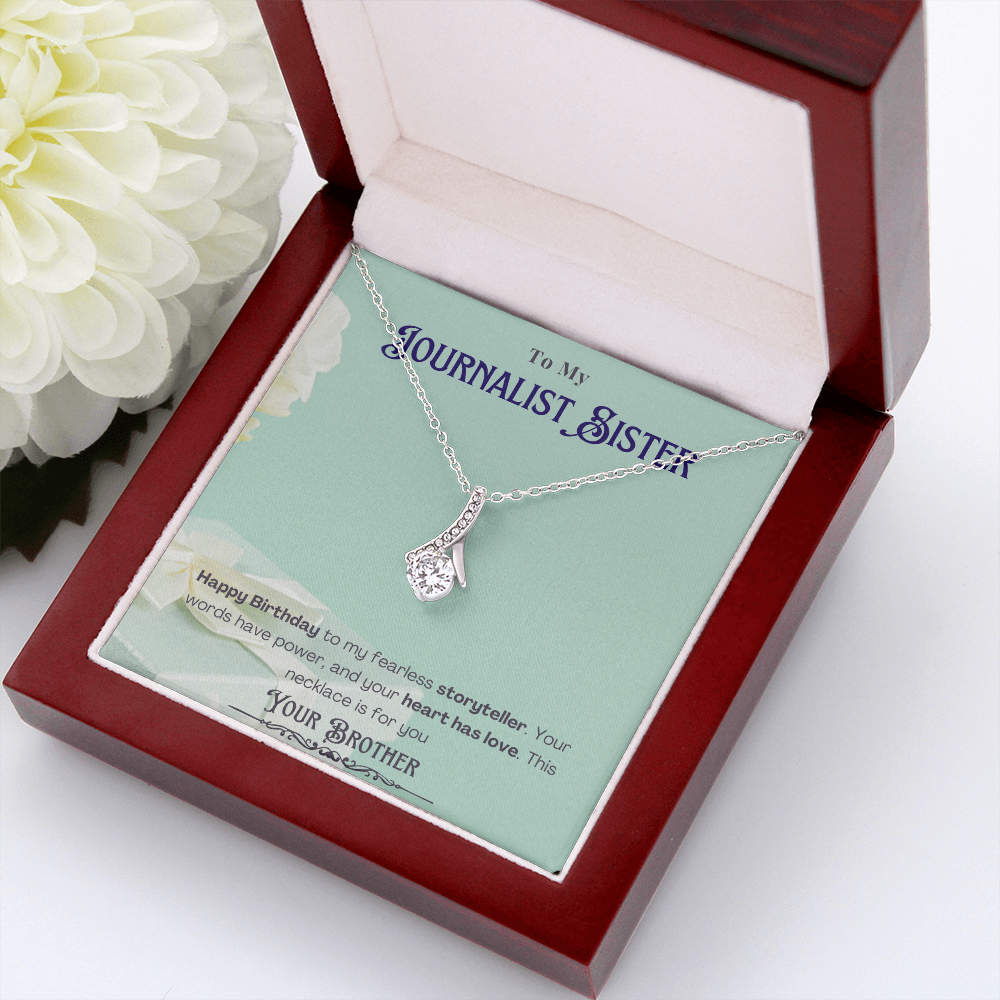 Happy Birthday to My Journalist Sister-Custom Message card Necklace Gift