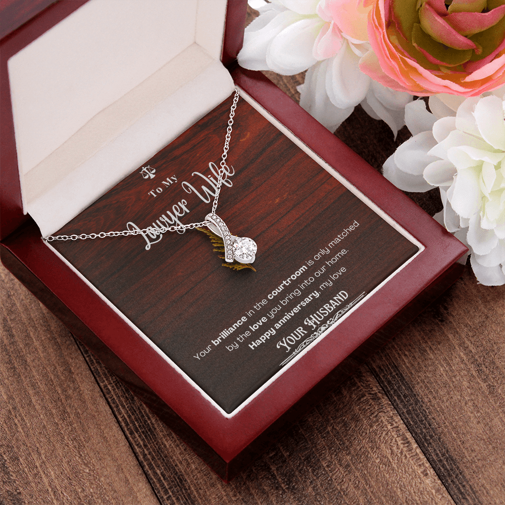 To My Lawyer Wife Message Card Necklace Anniversary Gift