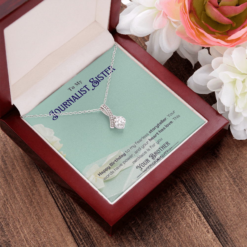 Happy Birthday to My Journalist Sister-Custom Message card Necklace Gift