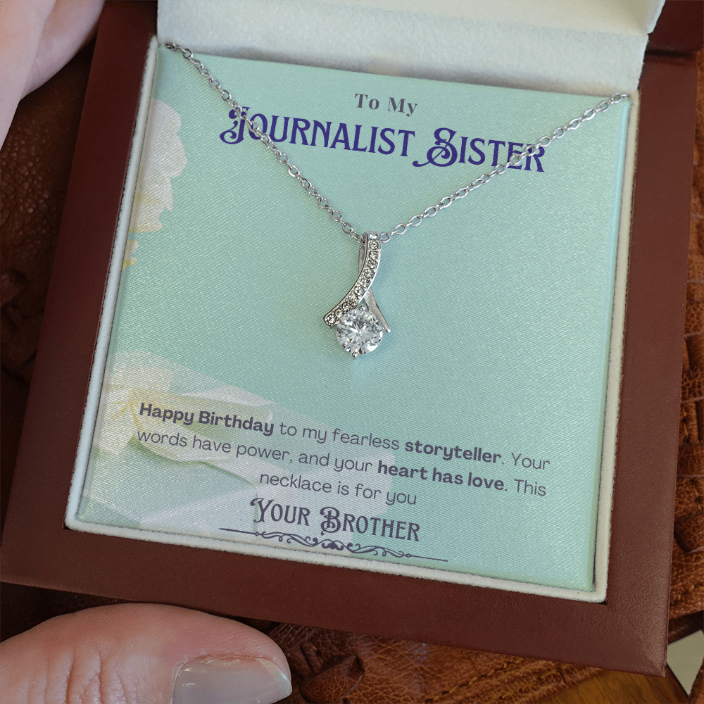 Happy Birthday to My Journalist Sister-Custom Message card Necklace Gift