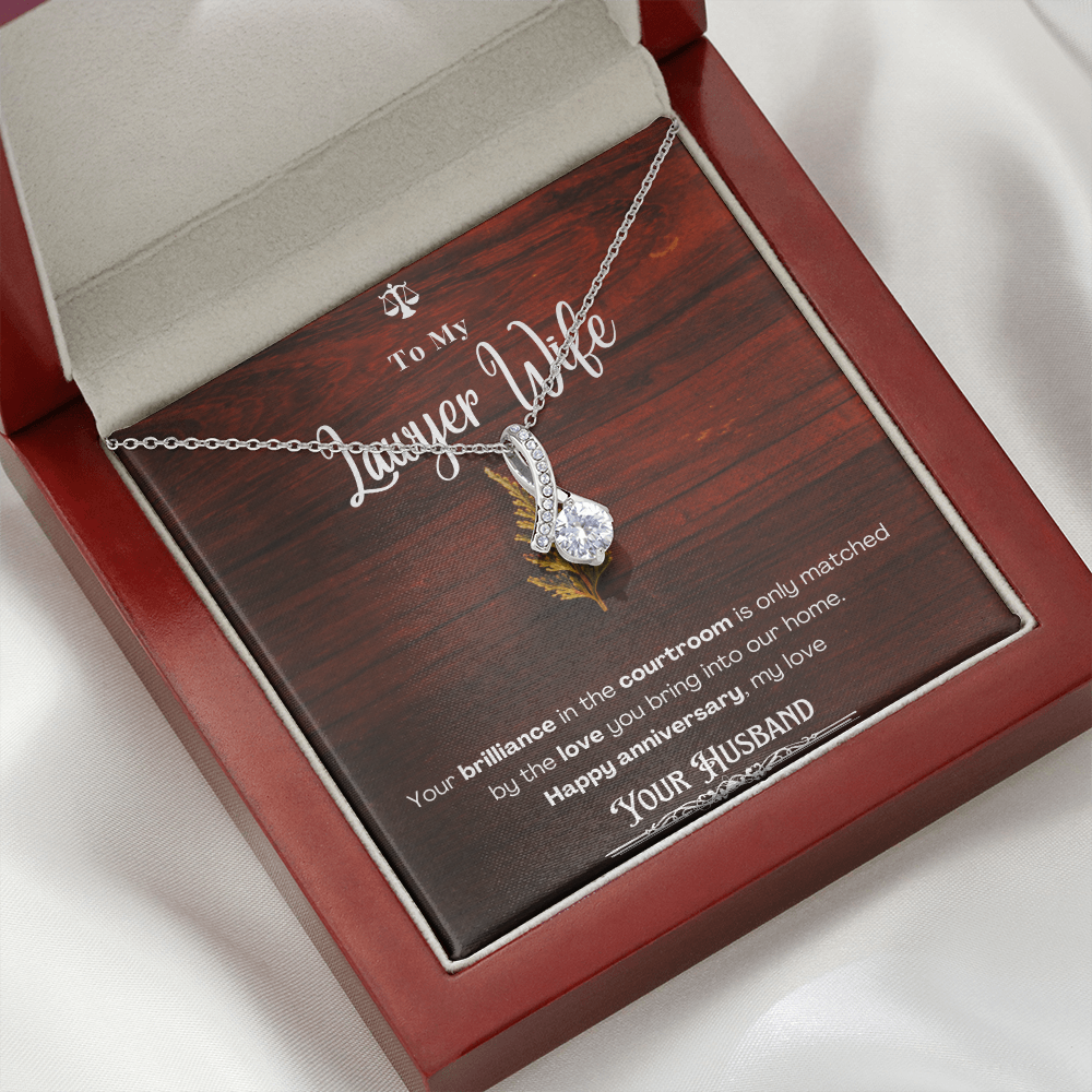To My Lawyer Wife Message Card Necklace Anniversary Gift