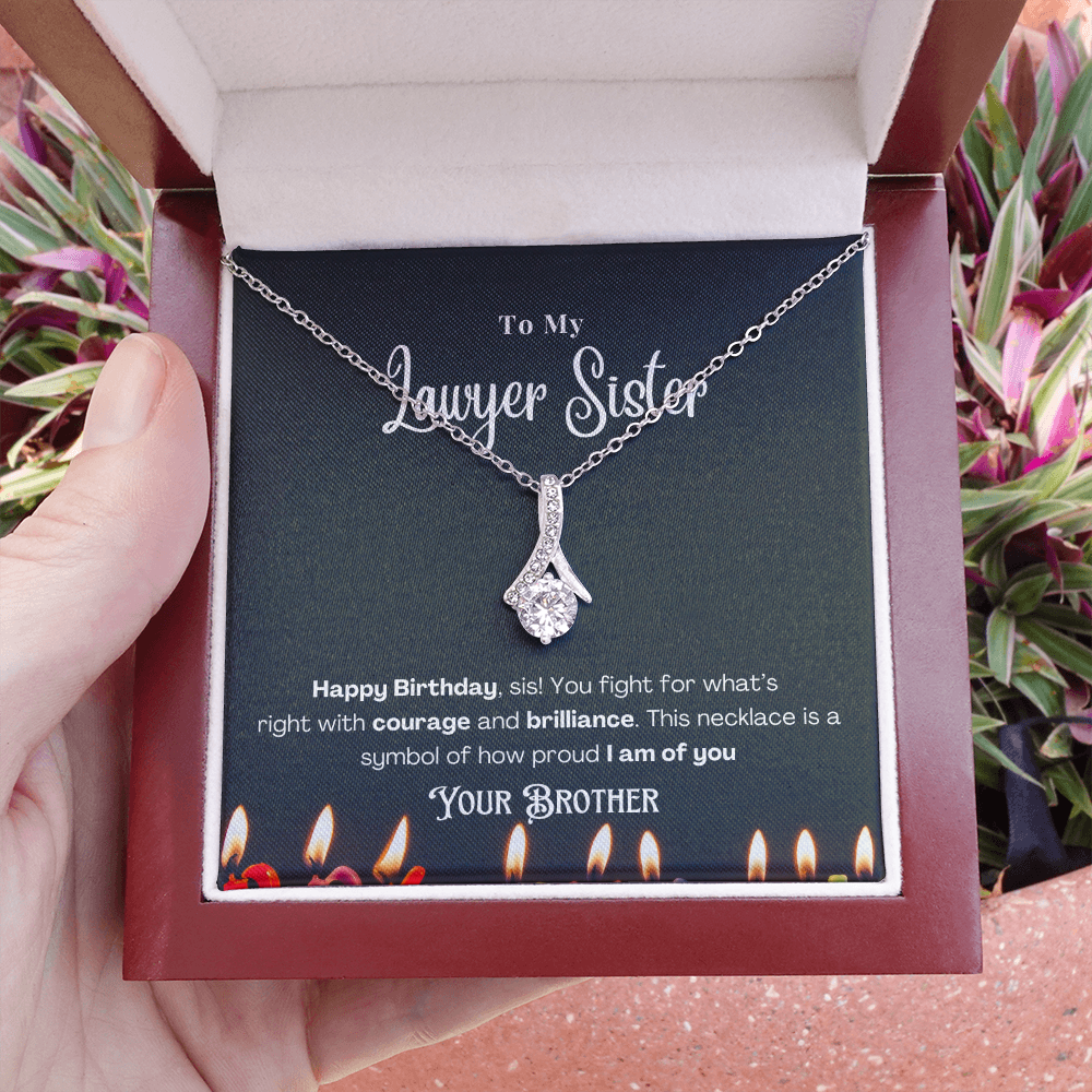 Happy Birthday, To My Lawyer Sister – Custom Necklace with Message Card