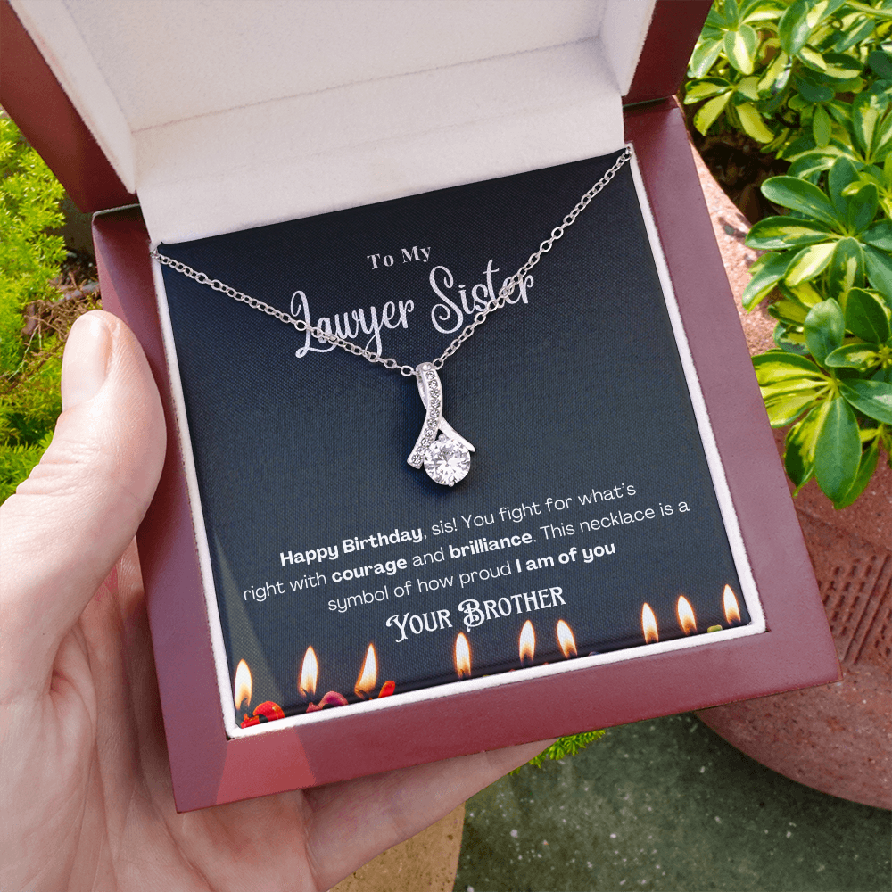 Happy Birthday, To My Lawyer Sister – Custom Necklace with Message Card