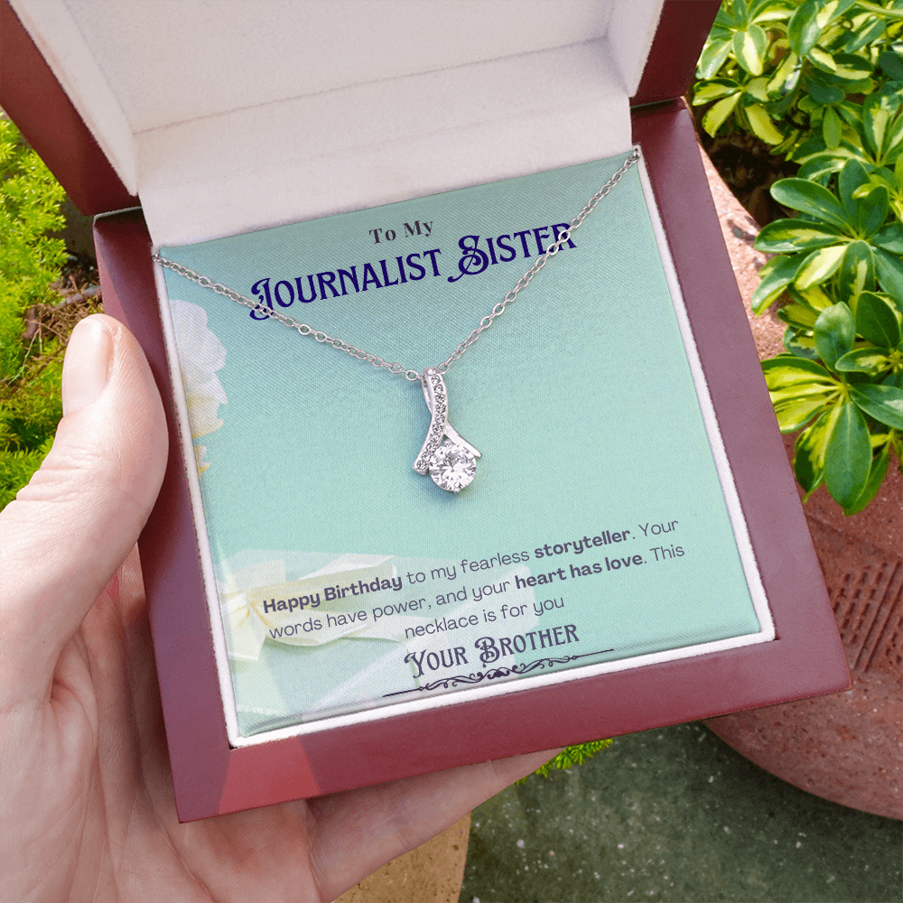 Happy Birthday to My Journalist Sister-Custom Message card Necklace Gift