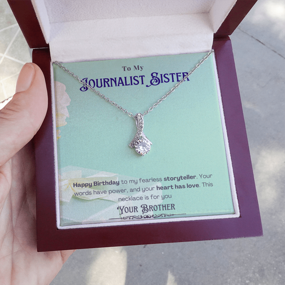 Happy Birthday to My Journalist Sister-Custom Message card Necklace Gift