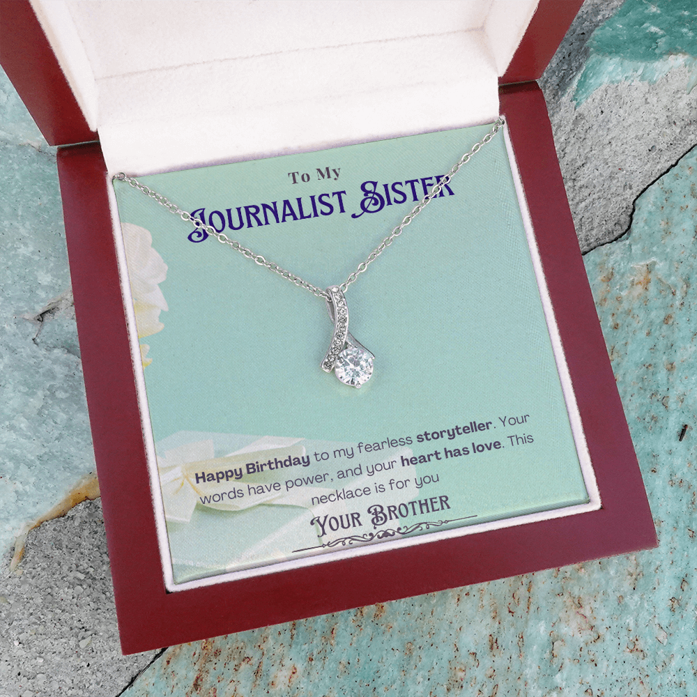 Happy Birthday to My Journalist Sister-Custom Message card Necklace Gift