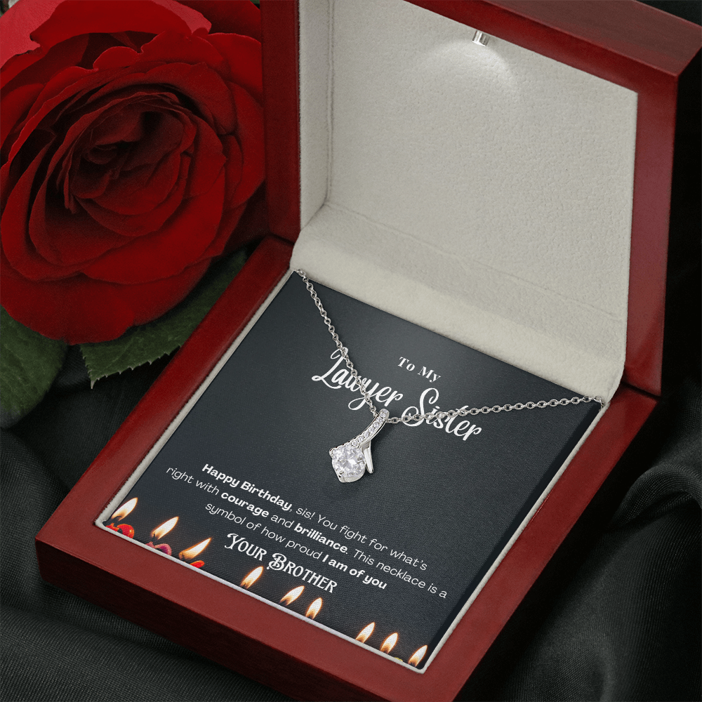Happy Birthday, To My Lawyer Sister – Custom Necklace with Message Card