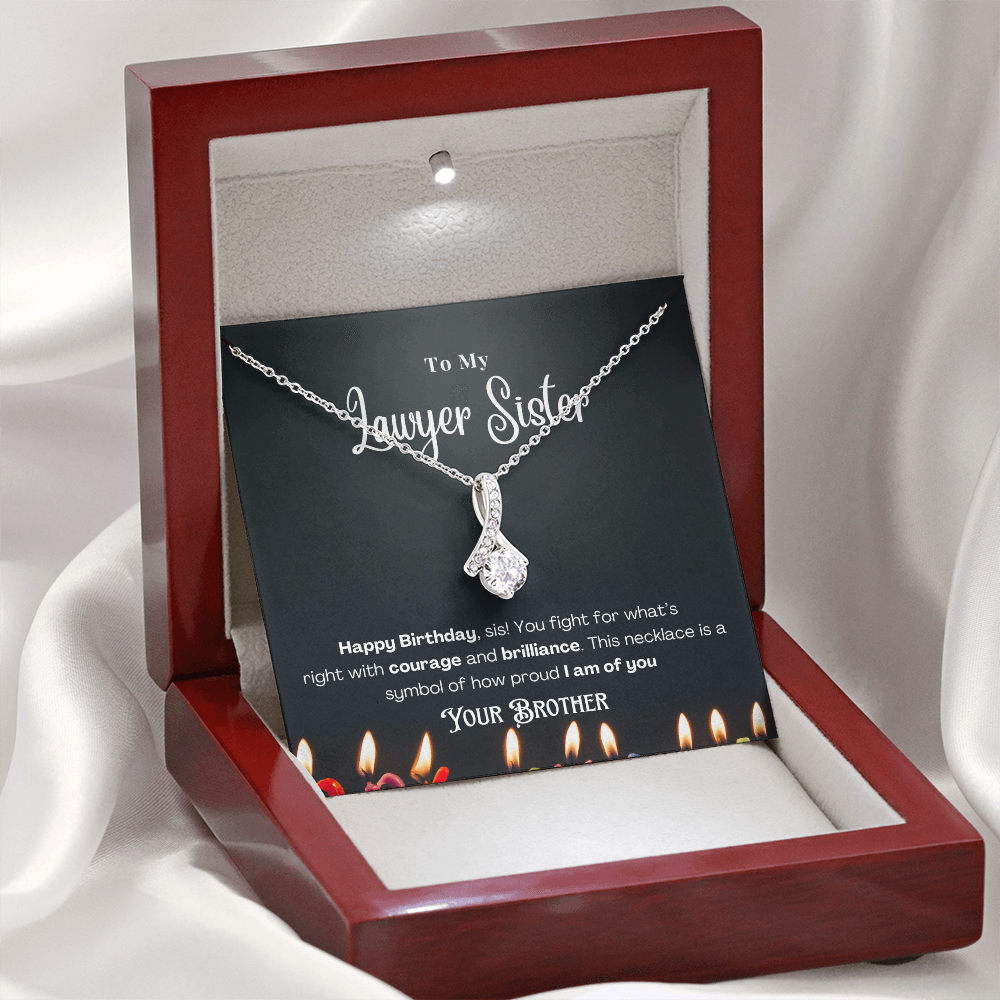Happy Birthday, To My Lawyer Sister – Custom Necklace with Message Card
