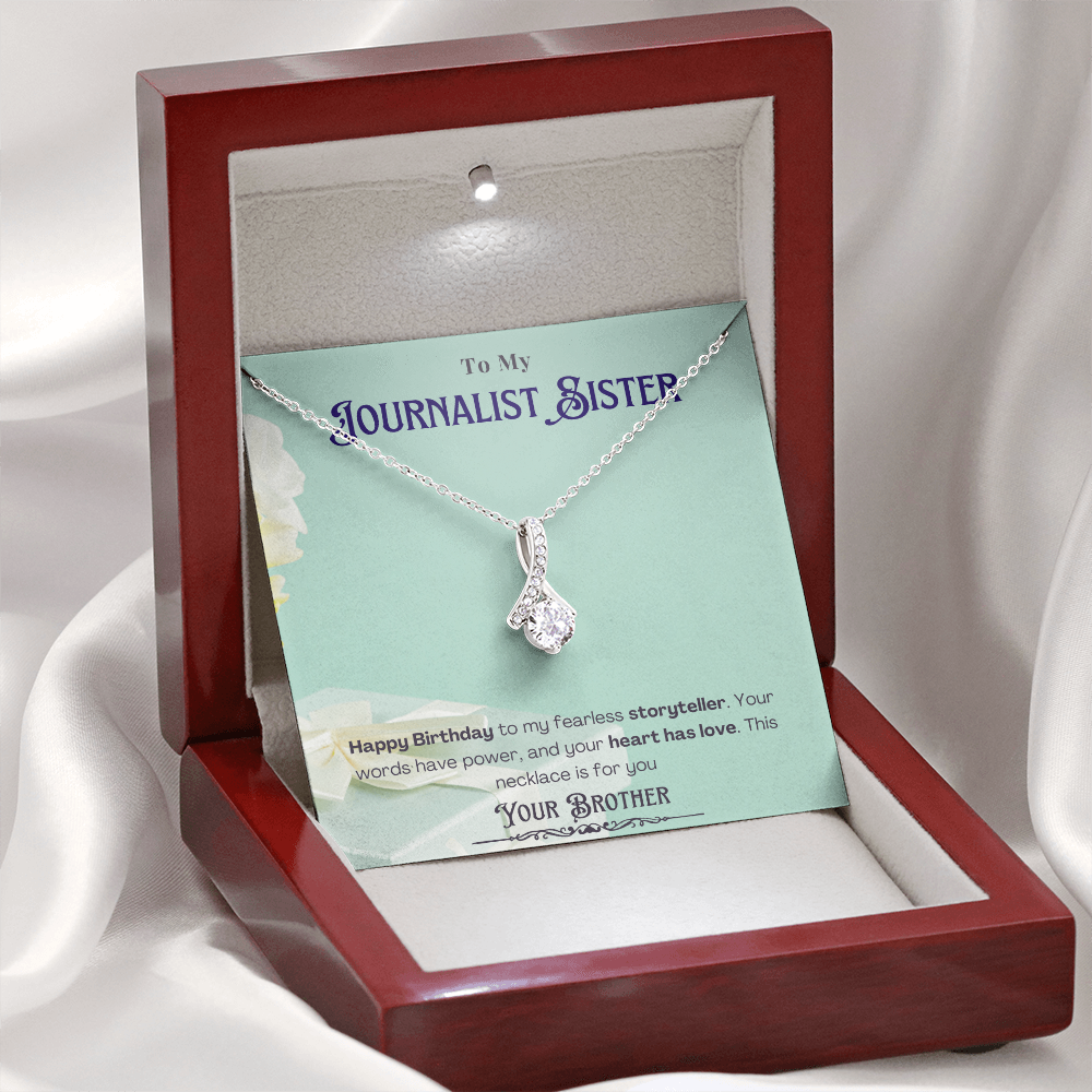 Happy Birthday to My Journalist Sister-Custom Message card Necklace Gift