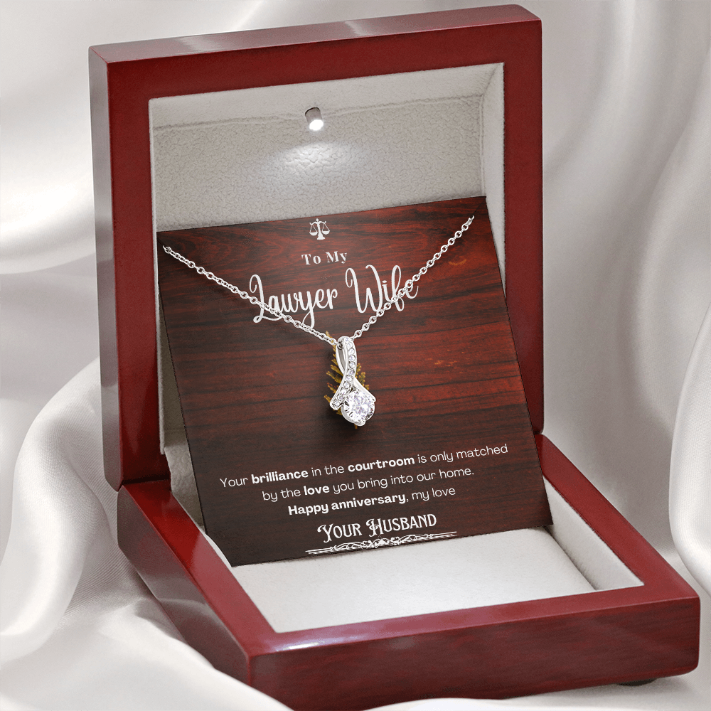 To My Lawyer Wife Message Card Necklace Anniversary Gift