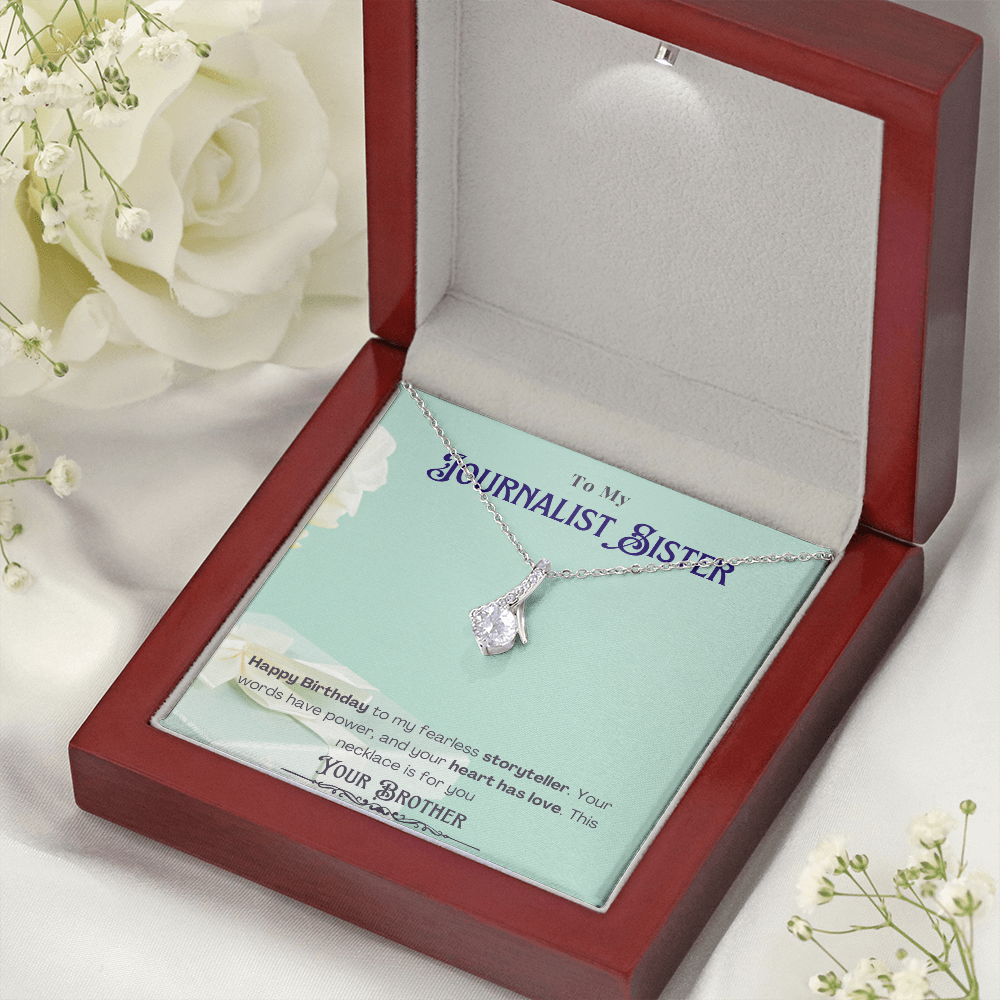 Happy Birthday to My Journalist Sister-Custom Message card Necklace Gift