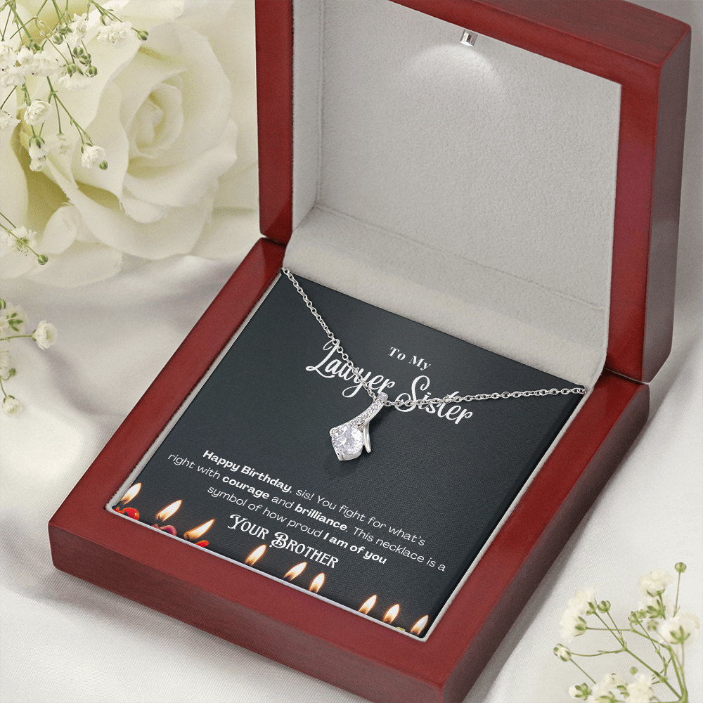 Happy Birthday, To My Lawyer Sister – Custom Necklace with Message Card