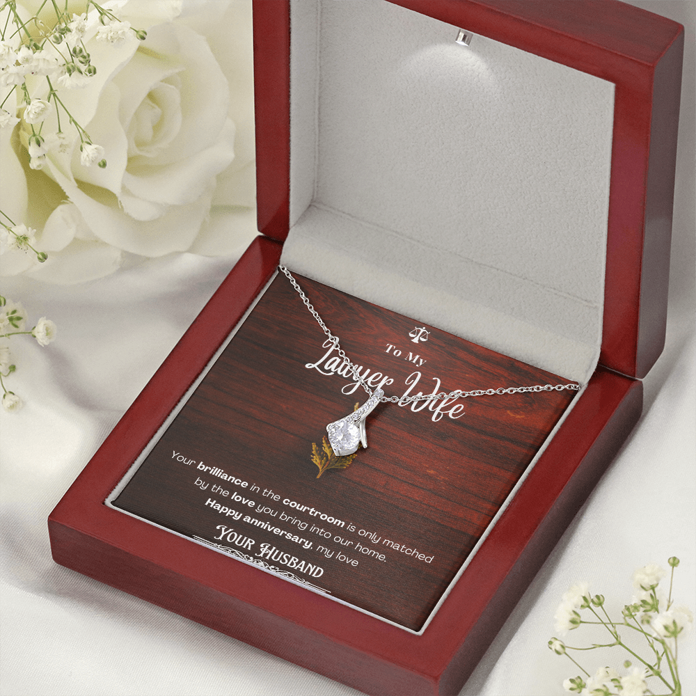 To My Lawyer Wife Message Card Necklace Anniversary Gift