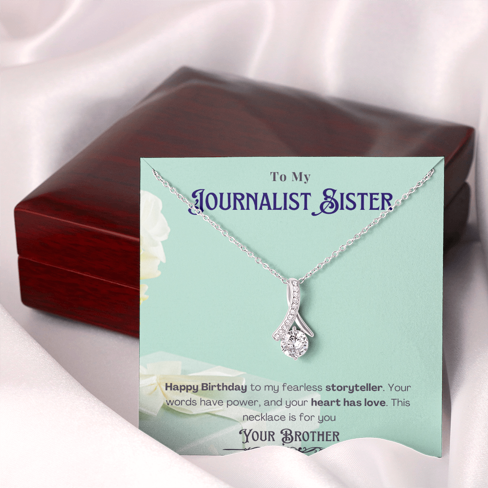 Happy Birthday to My Journalist Sister-Custom Message card Necklace Gift