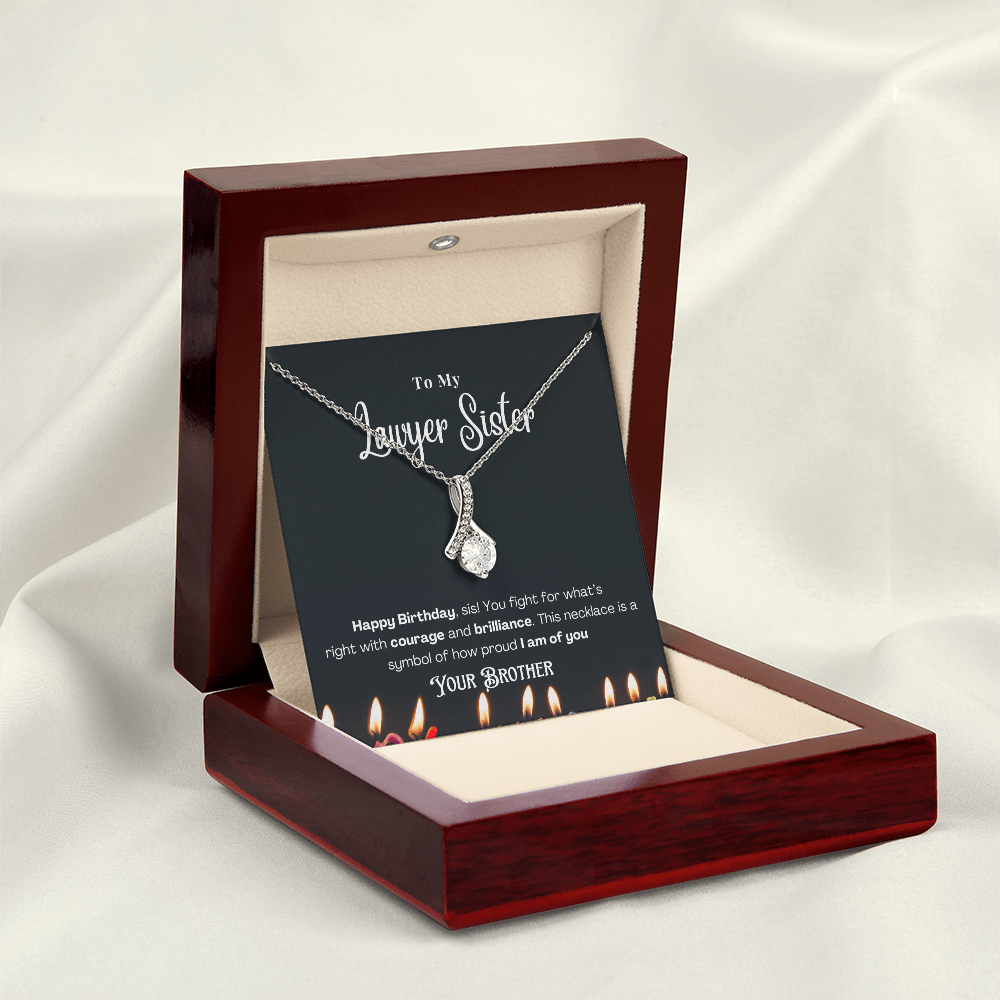 Happy Birthday, To My Lawyer Sister – Custom Necklace with Message Card