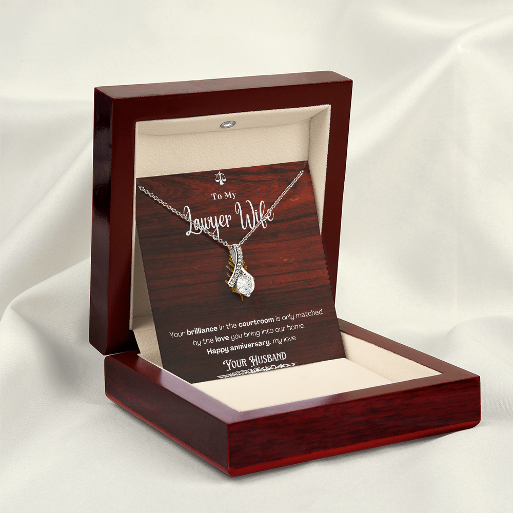 To My Lawyer Wife Message Card Necklace Anniversary Gift