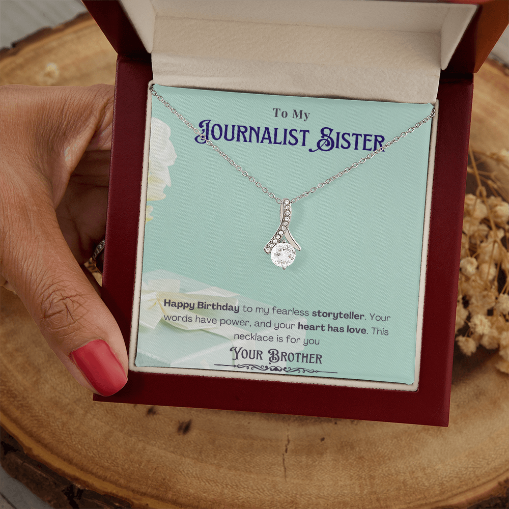 Happy Birthday to My Journalist Sister-Custom Message card Necklace Gift