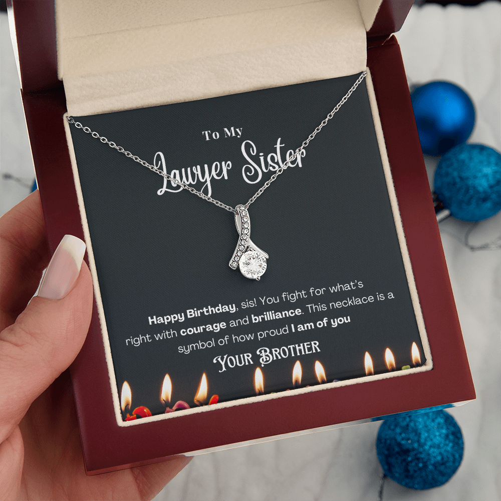 Happy Birthday, To My Lawyer Sister – Custom Necklace with Message Card