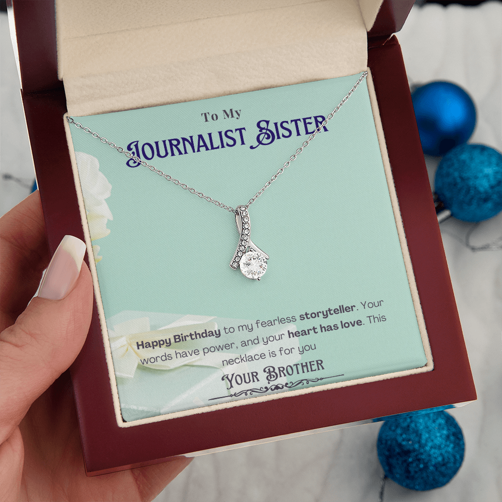 Happy Birthday to My Journalist Sister-Custom Message card Necklace Gift