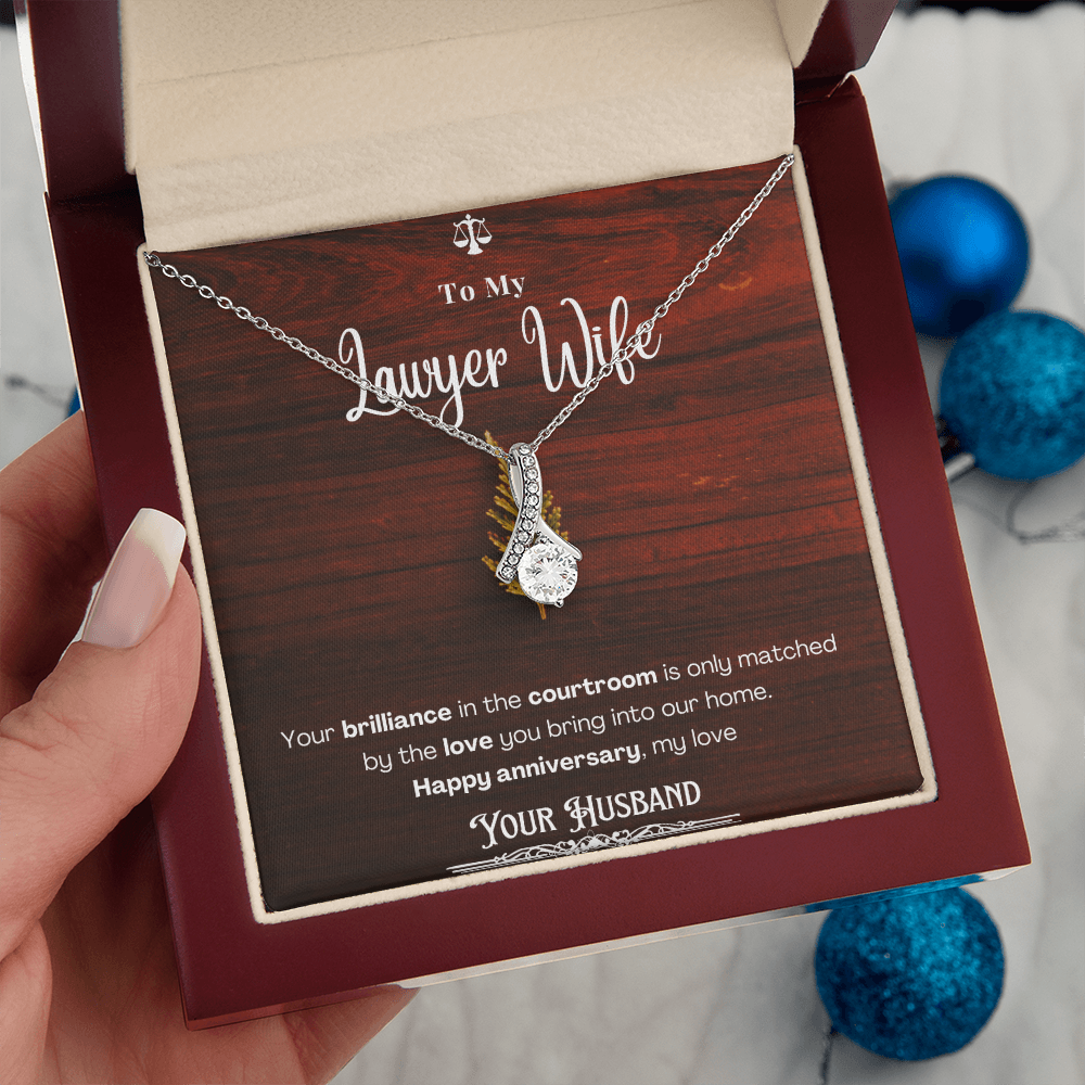 To My Lawyer Wife Message Card Necklace Anniversary Gift
