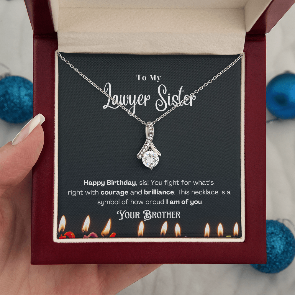 Happy Birthday, To My Lawyer Sister – Custom Necklace with Message Card