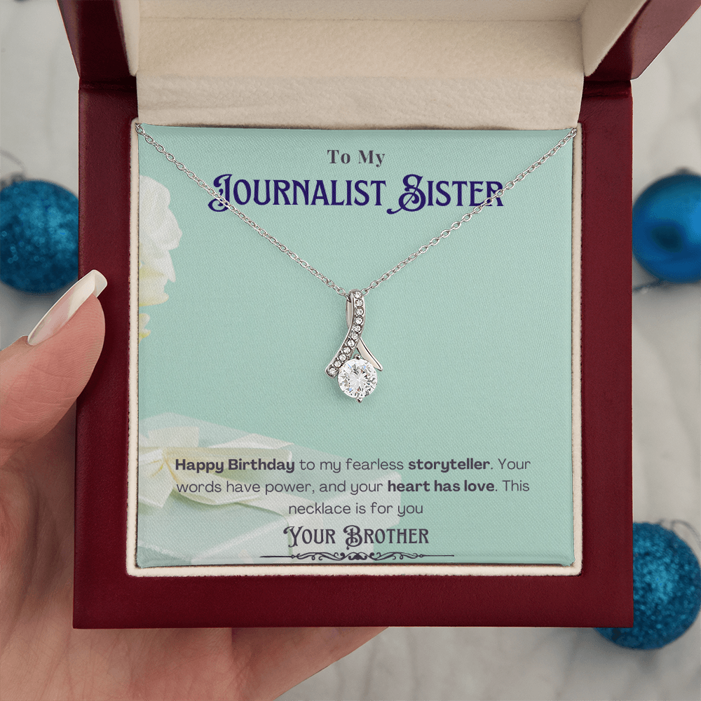 Happy Birthday to My Journalist Sister-Custom Message card Necklace Gift