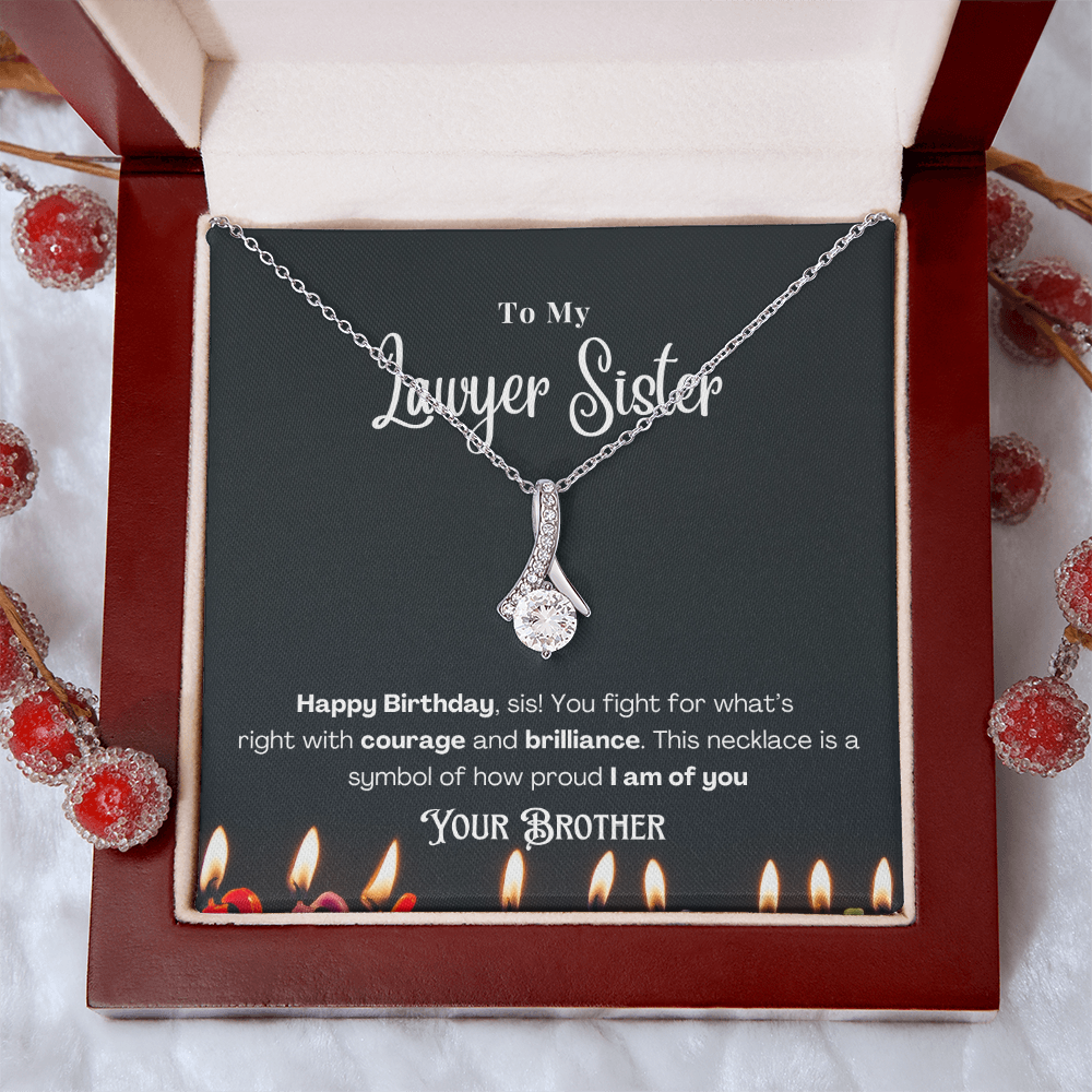 Happy Birthday, To My Lawyer Sister – Custom Necklace with Message Card