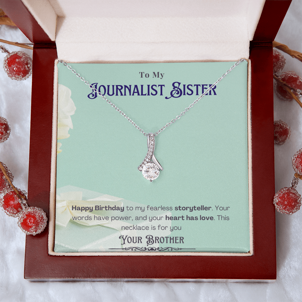 Happy Birthday to My Journalist Sister-Custom Message card Necklace Gift