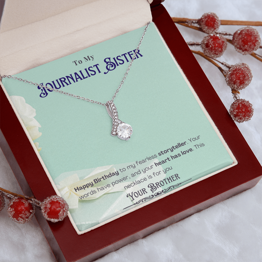 Happy Birthday to My Journalist Sister-Custom Message card Necklace Gift