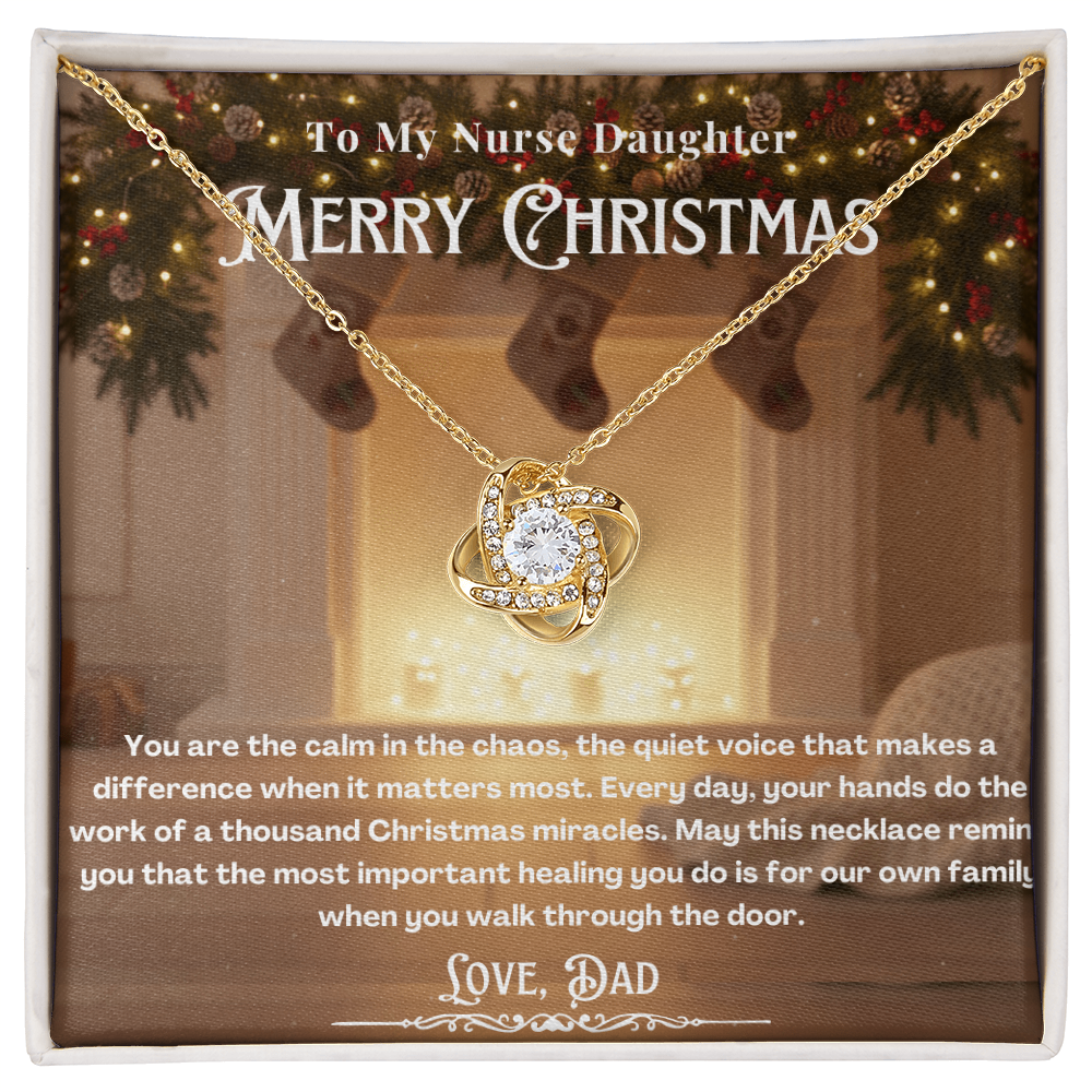 To My Nurse Daughter Message Card Christmas Necklace | Nurse Daughter Christmas Gift