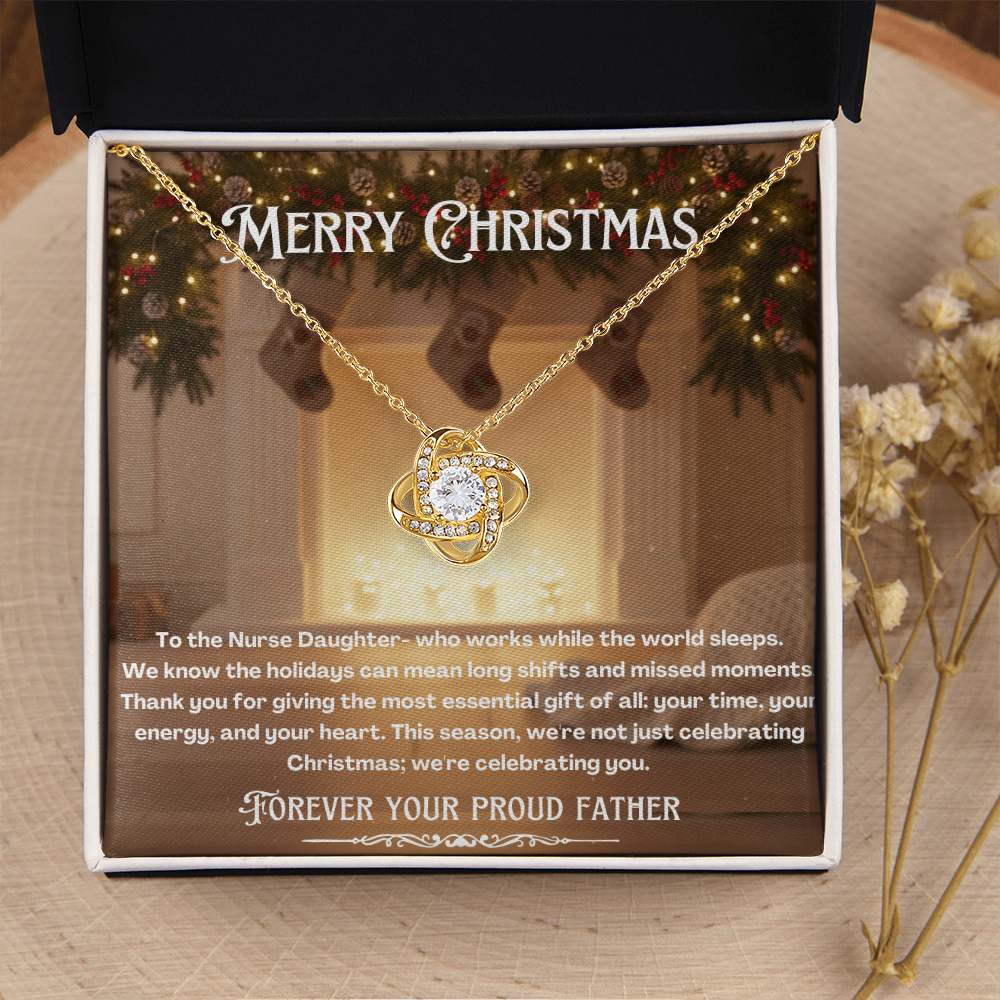 To My Nurse Daughter Message Card Christmas Necklace Gift | Nurse Daughter Gift