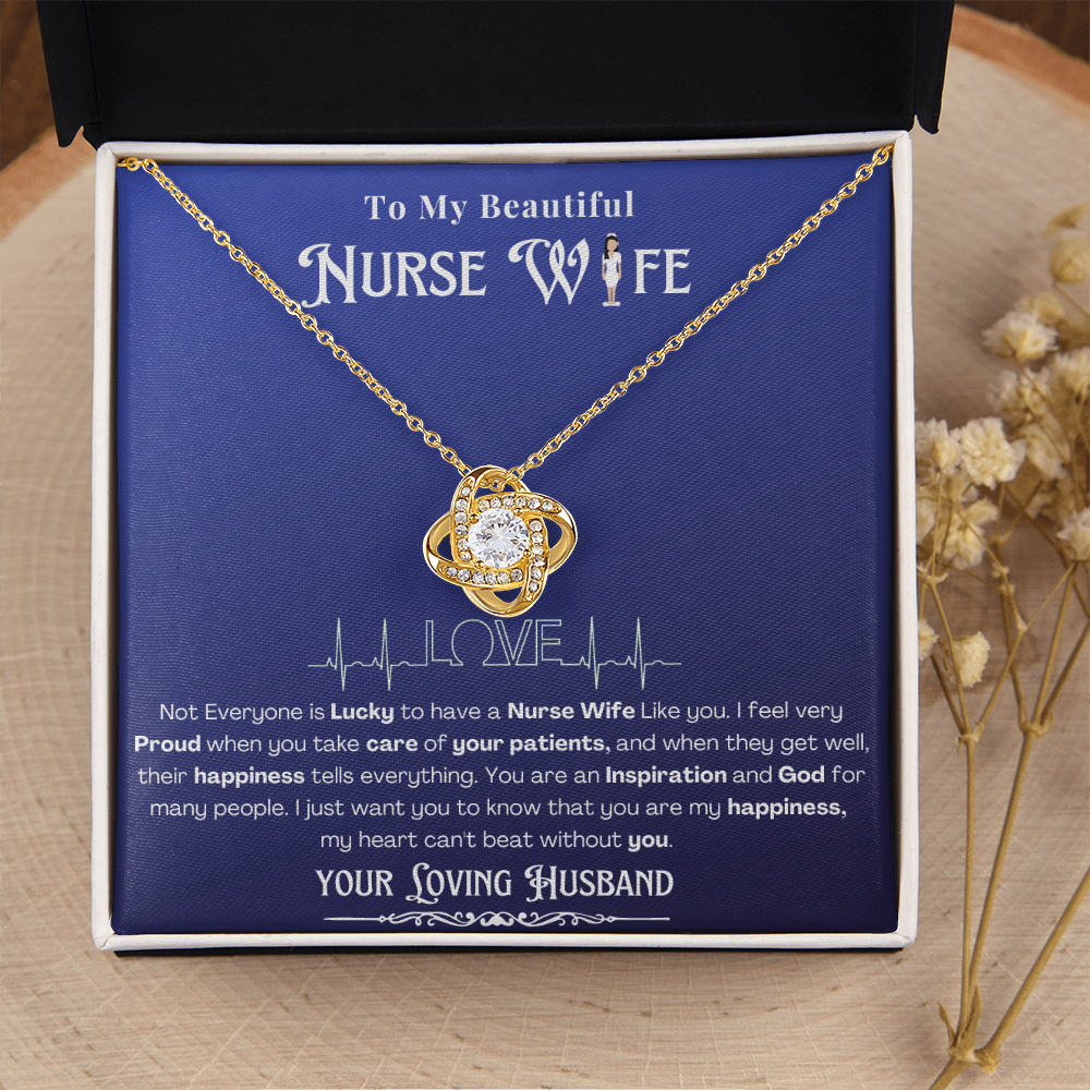 Happy Birthday To my Nurse Wife-Custom Message card Necklace | Nurse wife Gifts