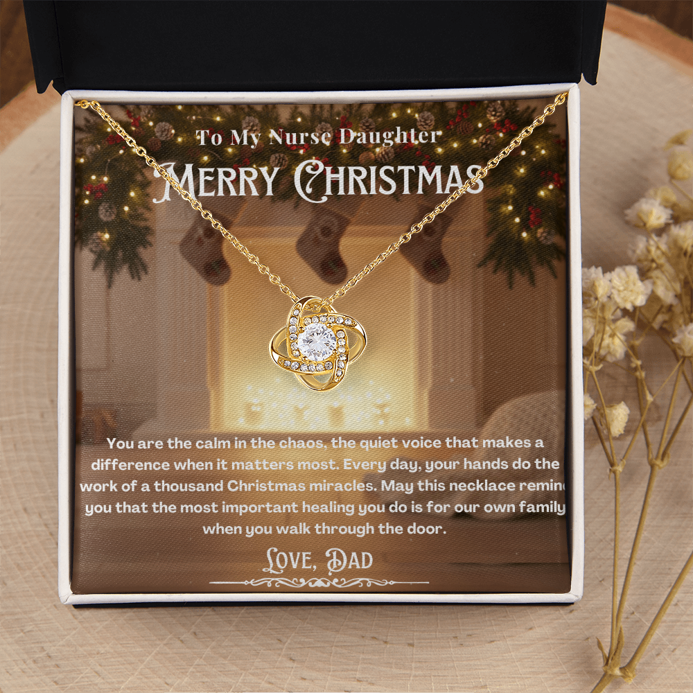 To My Nurse Daughter Message Card Christmas Necklace | Nurse Daughter Christmas Gift