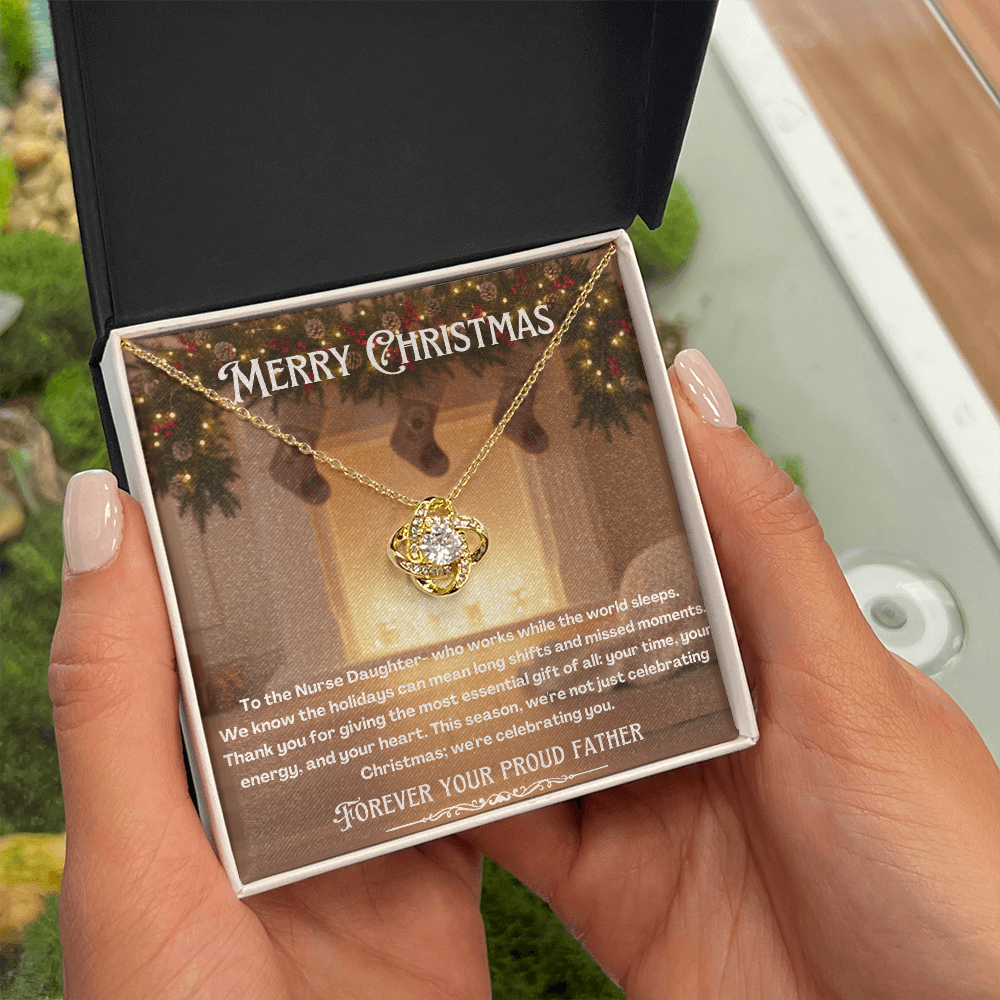 To My Nurse Daughter Message Card Christmas Necklace Gift | Nurse Daughter Gift