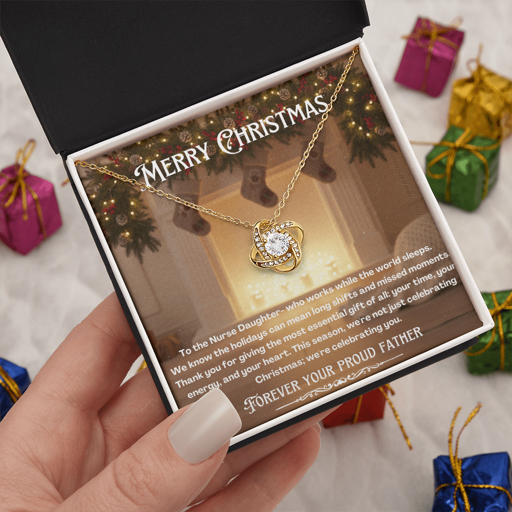 To My Nurse Daughter Message Card Christmas Necklace Gift | Nurse Daughter Gift