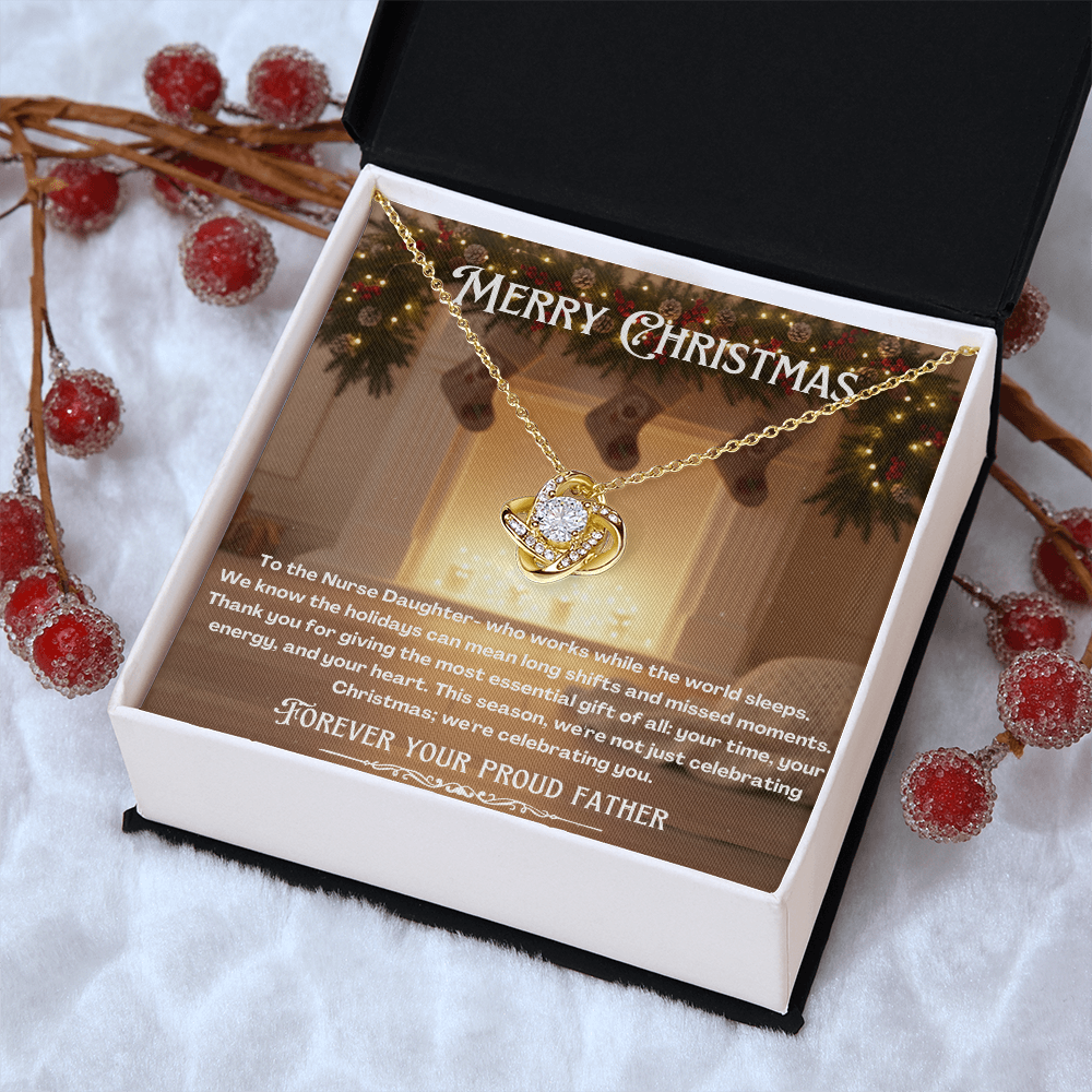To My Nurse Daughter Message Card Christmas Necklace Gift | Nurse Daughter Gift