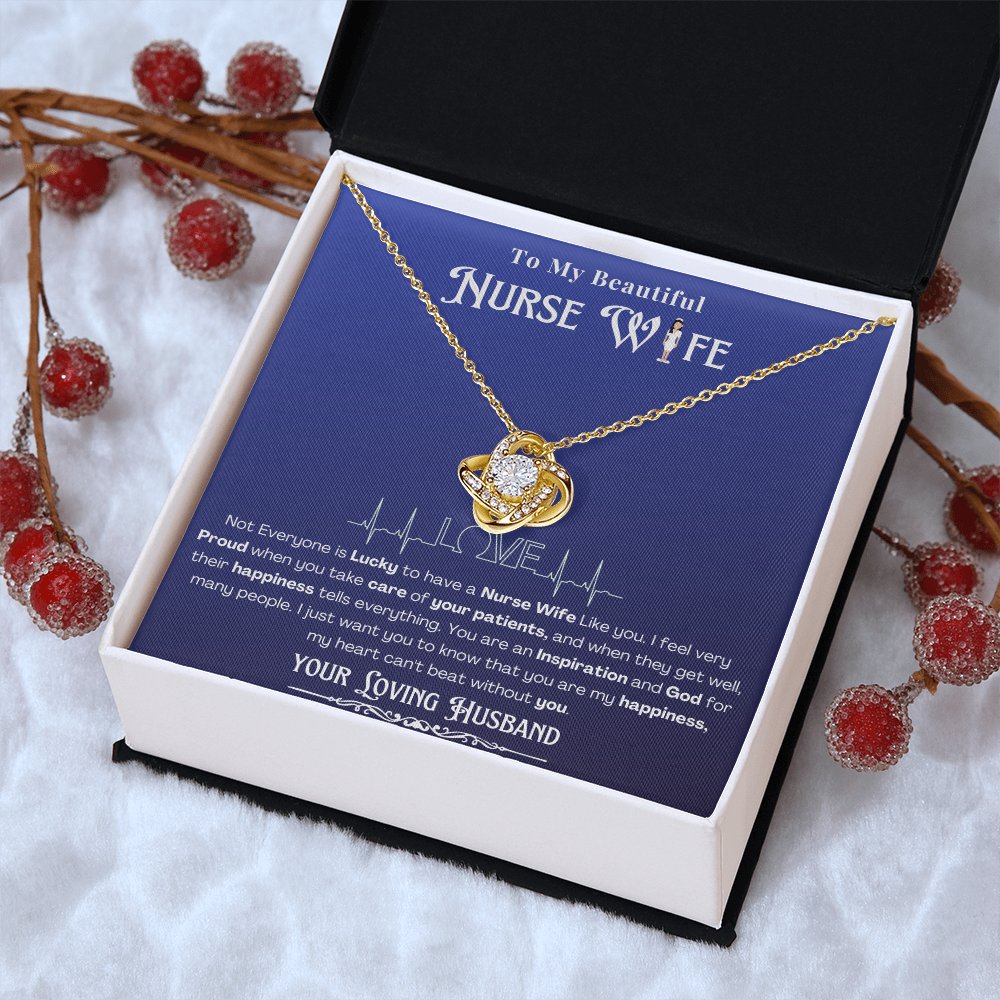 Happy Birthday To my Nurse Wife-Custom Message card Necklace | Nurse wife Gifts