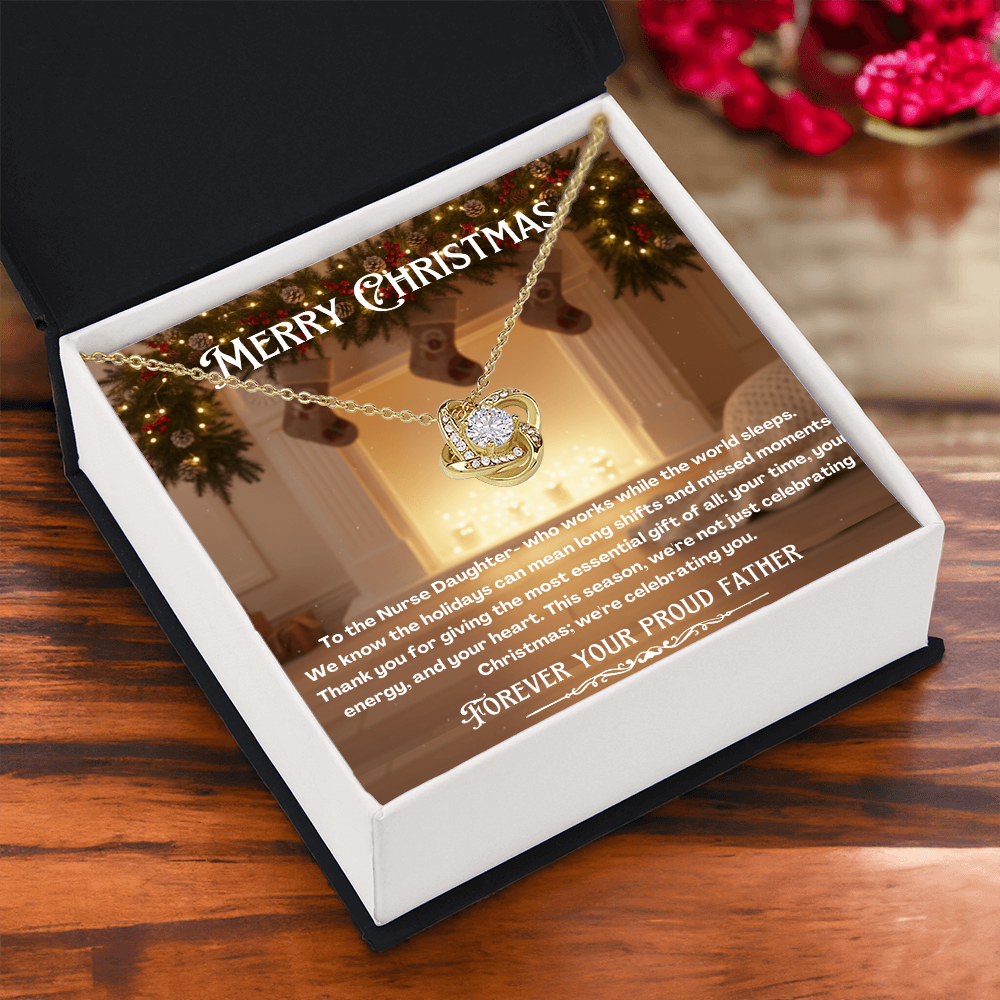 To My Nurse Daughter Message Card Christmas Necklace Gift | Nurse Daughter Gift