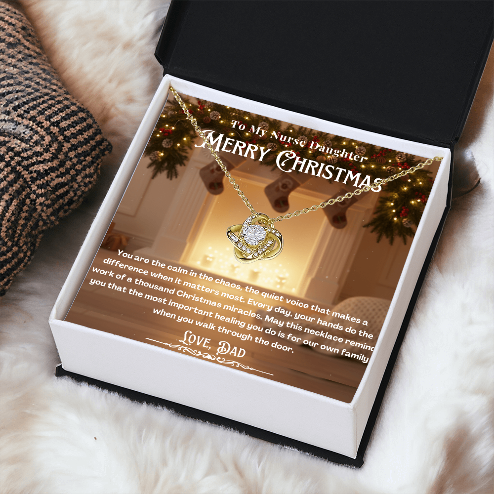 To My Nurse Daughter Message Card Christmas Necklace | Nurse Daughter Christmas Gift